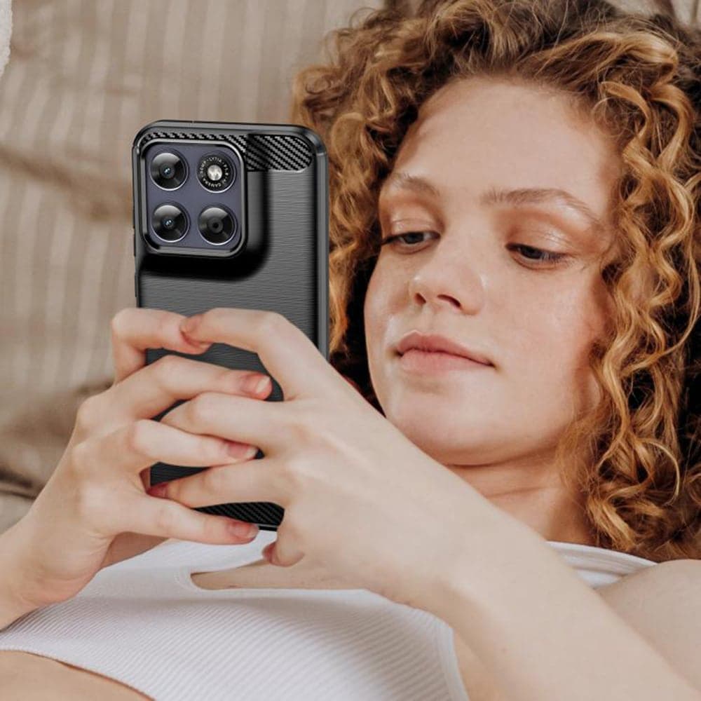 Techsuit Carbon Silicone - θήκη για Motorola Moto G77 / G67 - Μαύρο 6