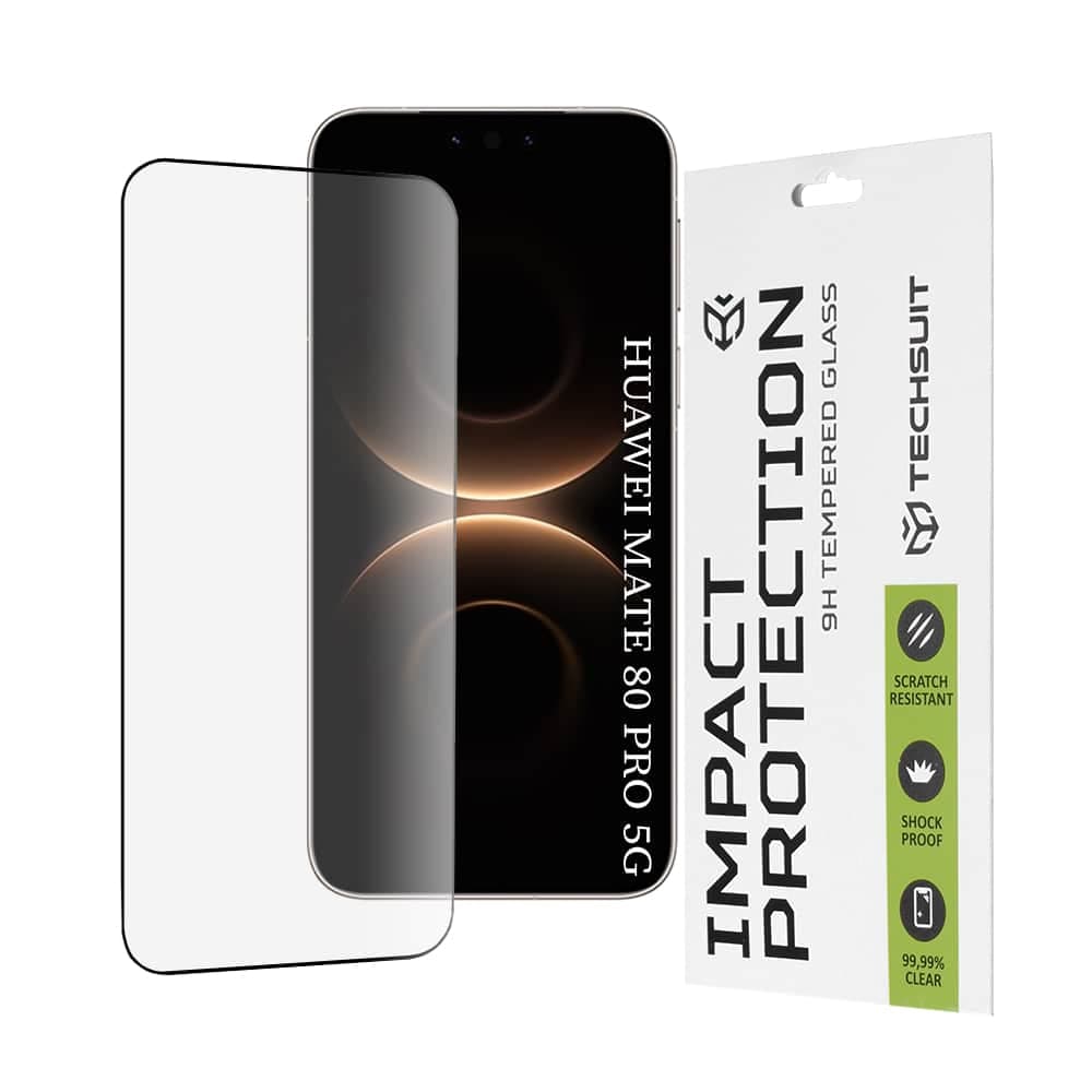 Techsuit - 111D Πλήρης Κάλυψη / Πλήρες Γυαλί με Κόλλα - Huawei Mate 80 Pro - Μαύρο