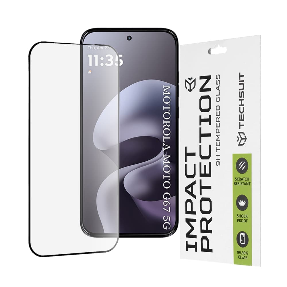 Techsuit - 111D Πλήρης Κάλυψη / Πλήρες Γυαλί με Κόλλα - Motorola Moto G77 / G67 - Μαύρο