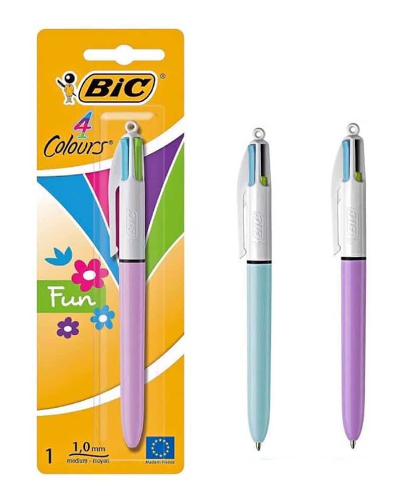 BIC στυλό διαρκείας 4 Colours Fun, 1mm μύτη, πολύχρωμο μελάνι, διάφορα χρώματα, 1τμχ