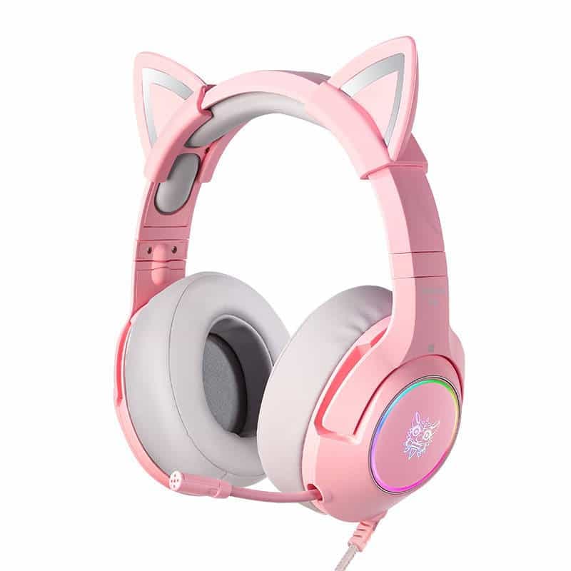 ONIKUMA Ακουστικά Gaming K9 με Αυτιά Γάτας (Ροζ)