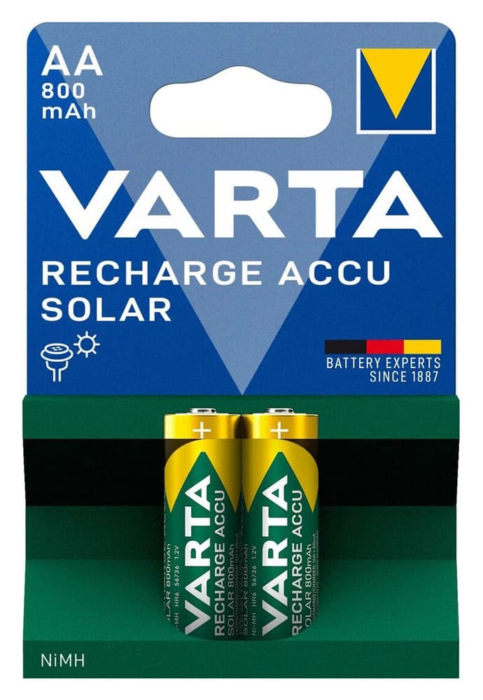 VARTA επαναφορτιζόμενες μπαταρίες λιθίου Solar, AA, 800mAh, 1.2V, 2τμχ