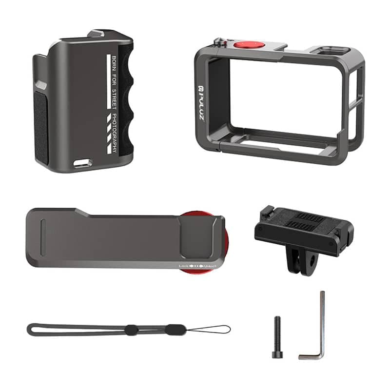 Μεταλλική προστατευτική θήκη με λαβή Puluz για DJI Osmo Action 5 Pro / Action 4 / Action 3 3