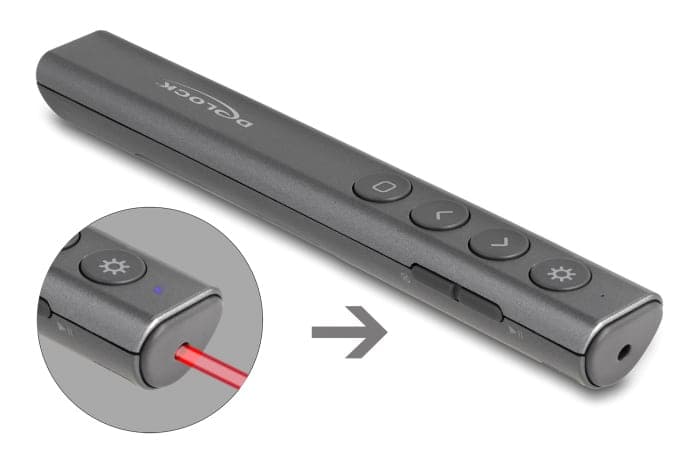 DELOCK τηλεχειριστήριο παρουσιάσεων 64250 με laser & πλήκτρα, 30m, γκρι 3