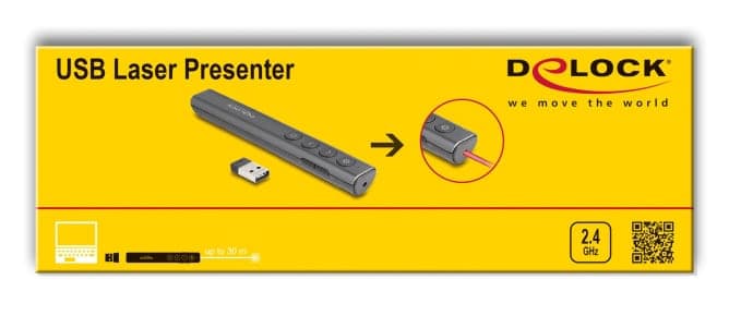 DELOCK τηλεχειριστήριο παρουσιάσεων 64250 με laser & πλήκτρα, 30m, γκρι 6