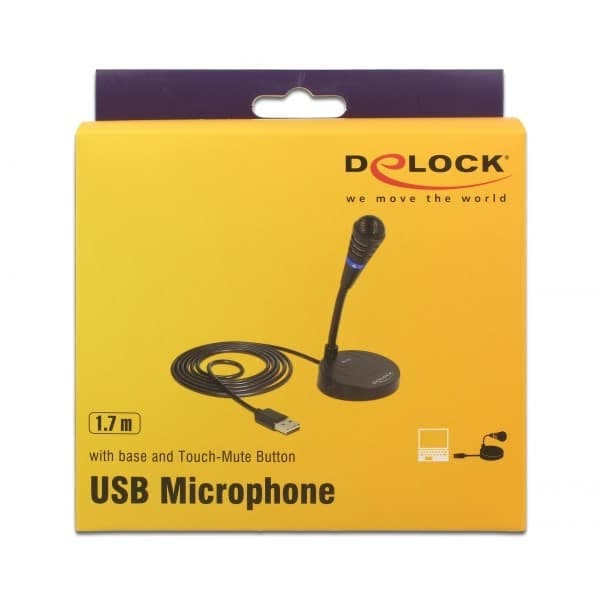DELOCK USB μικρόφωνο 65868 με βάση και mute button 3