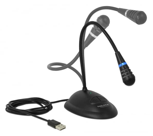 DELOCK μικρόφωνο με βάση και mute button 65871, USB, 1.7m, μαύρο 2