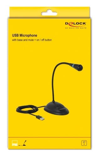 DELOCK μικρόφωνο με βάση και mute button 65871, USB, 1.7m, μαύρο 3