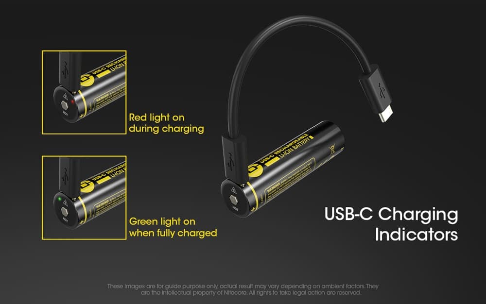 NITECORE επαναφορτιζόμενη μπαταρία τύπου 18650 NL1826R, 2600mAh, USB-C 3