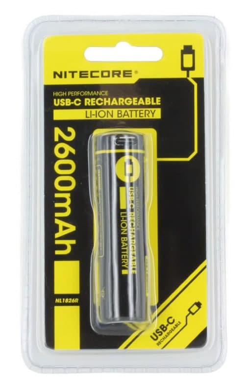 NITECORE επαναφορτιζόμενη μπαταρία τύπου 18650 NL1826R, 2600mAh, USB-C 8