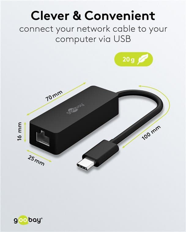 GOOBAY αντάπτορας δικτύου 76579, USB-C, 1000Mbps Ethernet, μαύρος 4