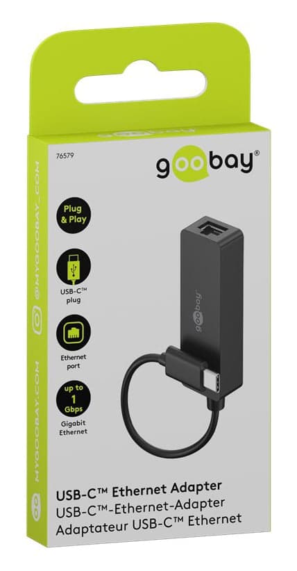 GOOBAY αντάπτορας δικτύου 76579, USB-C, 1000Mbps Ethernet, μαύρος 10