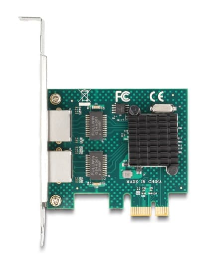 DELOCK κάρτα επέκτασης PCIe x1 σε 2x RJ45 Gigabit 88205, 1000Mbps 2