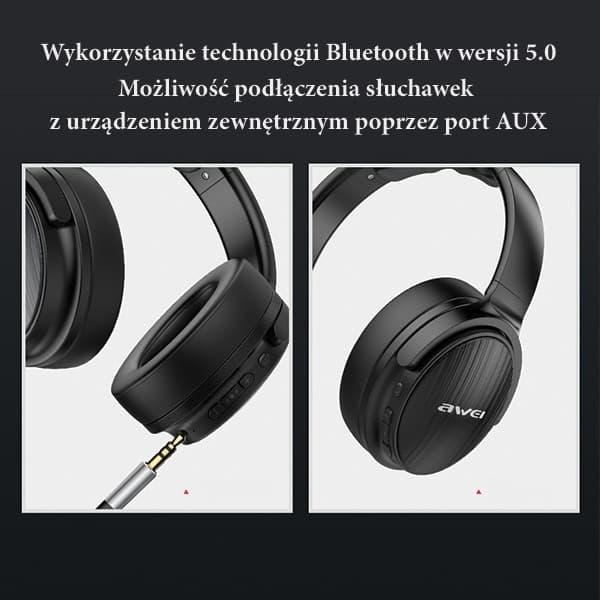 Ακουστικά Bluetooth AWEI A780BL, μαύρα, με ενσωματωμένο αυτί 6