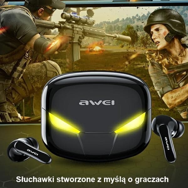 Ακουστικά AWEI Bluetooth 5.0 T35 TWS + βάση σύνδεσης για παιχνίδια, μαύρο 3