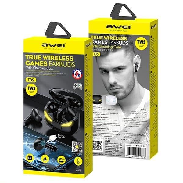 Ακουστικά AWEI Bluetooth 5.0 T35 TWS + βάση σύνδεσης για παιχνίδια, μαύρο 6