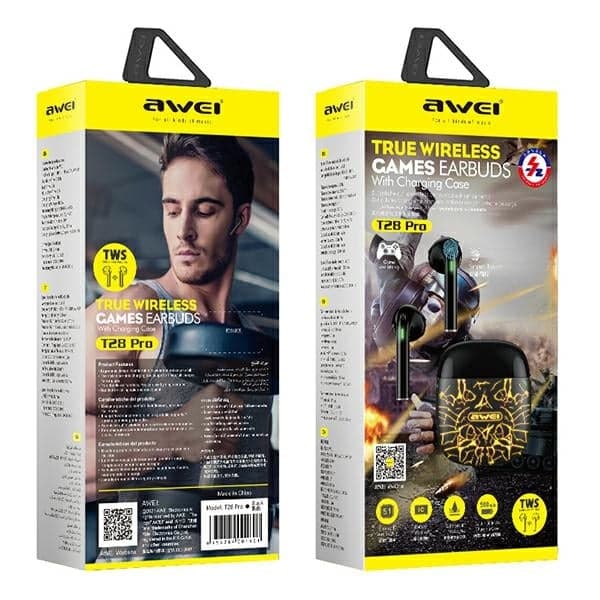 Ακουστικά AWEI Bluetooth 5.0 T28 Pro TWS + βάση σύνδεσης σε μαύρο χρώμα 2