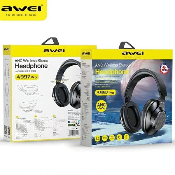 Ακουστικά Bluetooth AWEI A997 Pro ANC Over-Ear, μαύρα 7