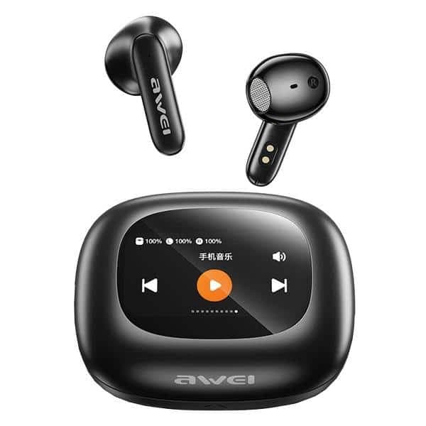 Ακουστικά Bluetooth 5.4 AWEI TP97TWS + βάση σύνδεσης, μαύρα
