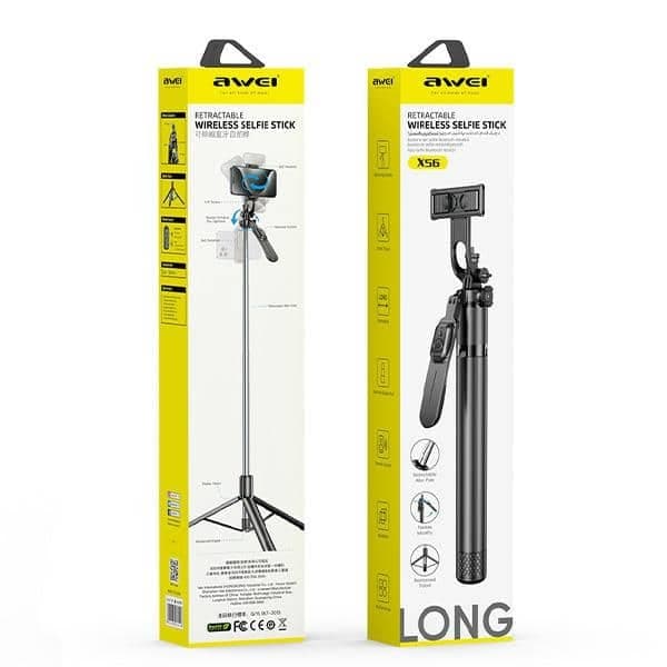 AWEI Selfie Stick X56 μαύρο κράμα αλουμινίου 2