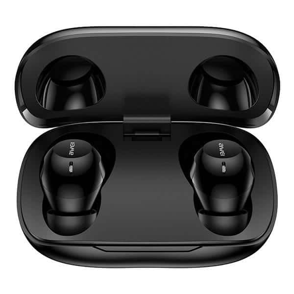 Ακουστικά AWEI Bluetooth 5.4 T20 ENCTWS + βάση σύνδεσης σε μαύρο χρώμα