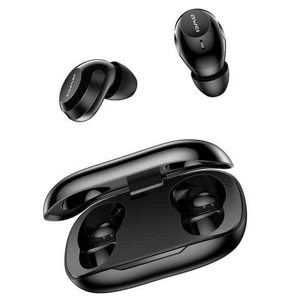 Ακουστικά AWEI Bluetooth 5.4 T20 ENCTWS + βάση σύνδεσης σε μαύρο χρώμα 2