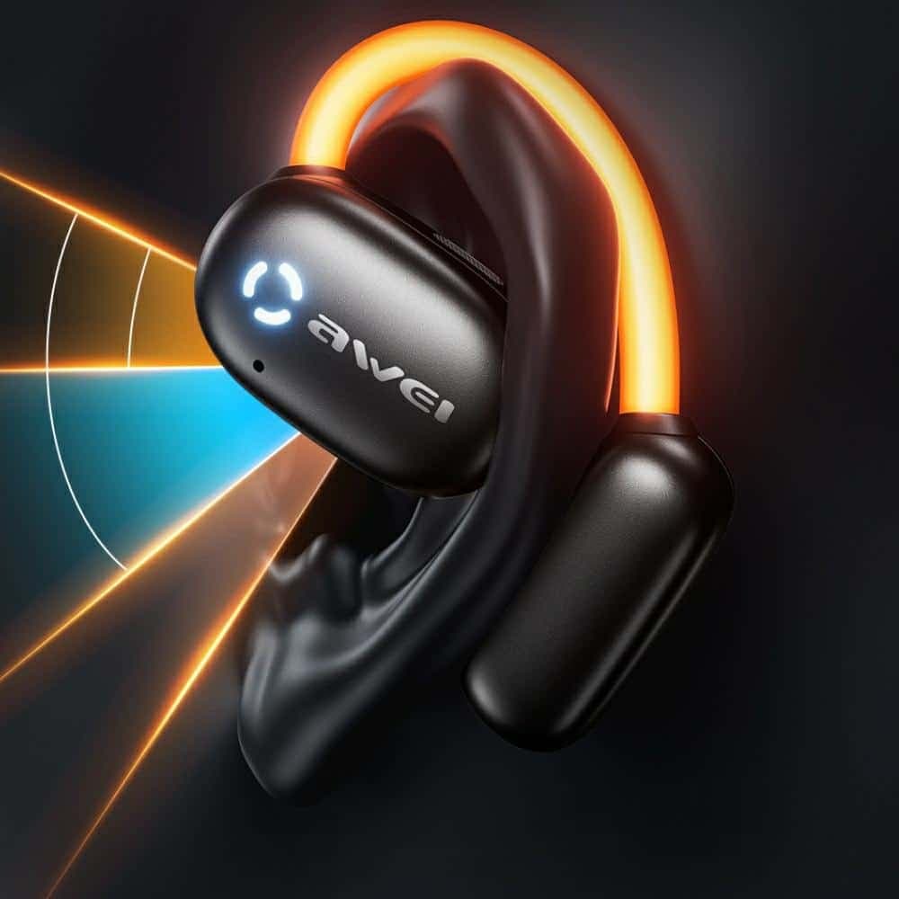 Ακουστικά Bluetooth AWEI 5.4 TZ13 ANC + βάση σύνδεσης σε μαύρο χρώμα 3