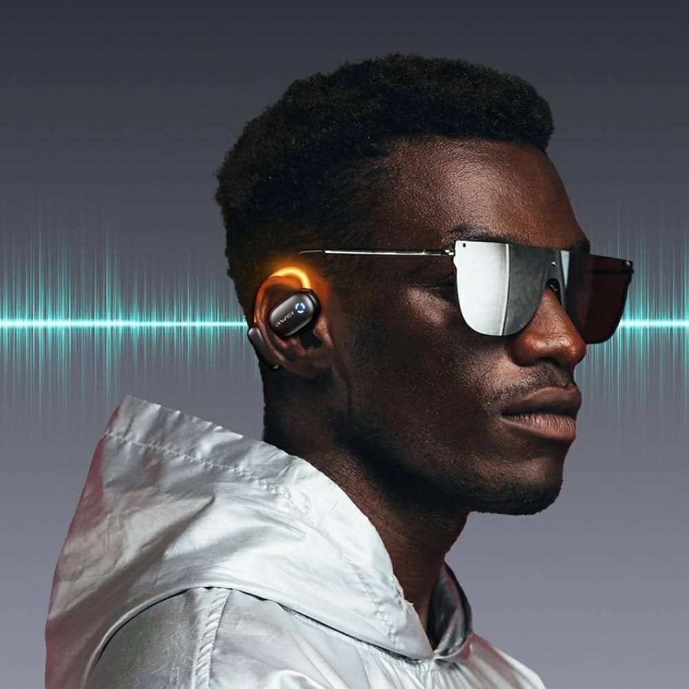 Ακουστικά Bluetooth AWEI 5.4 TZ13 ANC + βάση σύνδεσης σε μαύρο χρώμα 5