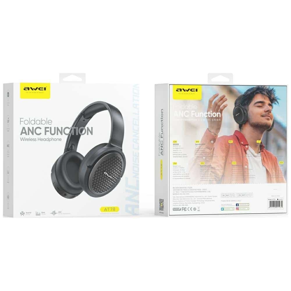 Ακουστικά Bluetooth AWEI overear AT78 ANC μαύρα 4