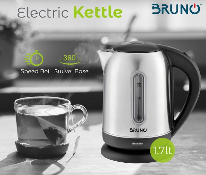 BRUNO ηλεκτρικός βραστήρας BRN-0029, 2200W, 1.7lt, βάση 360° 2