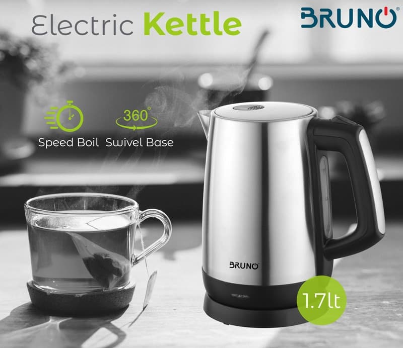 BRUNO ηλεκτρικός βραστήρας BRN-0030, 2200W, 1.7lt, βάση 360° 2