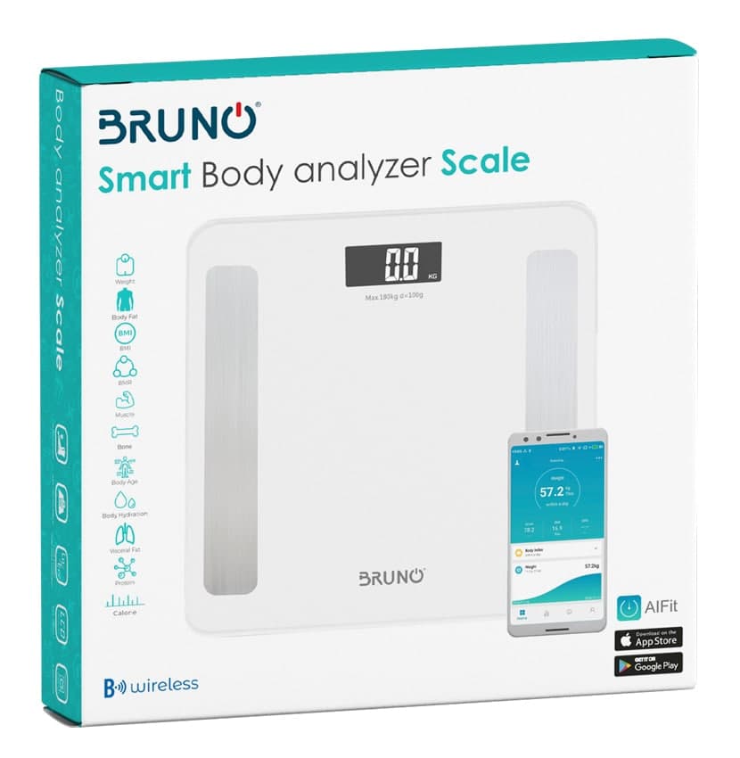 BRUNO Smart ψηφιακή ζυγαριά με λιπομετρητή BRN-0058, έως 180kg, λευκή 2