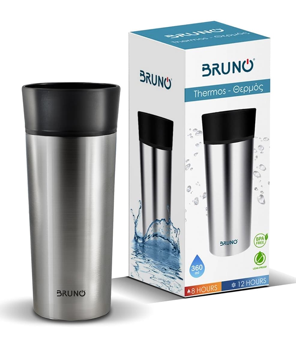 BRUNO θερμός BRN-0068, εργονομικό καπάκι, anti-slip, 360ml, ασημί 8