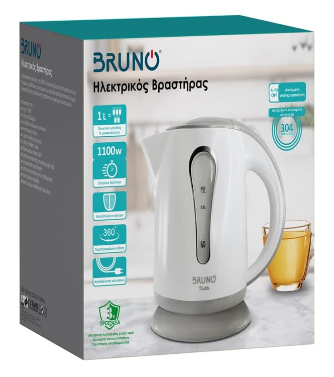BRUNO βραστήρας νερού BRN-0141, 1L, 1100W, λευκό-γκρι 7