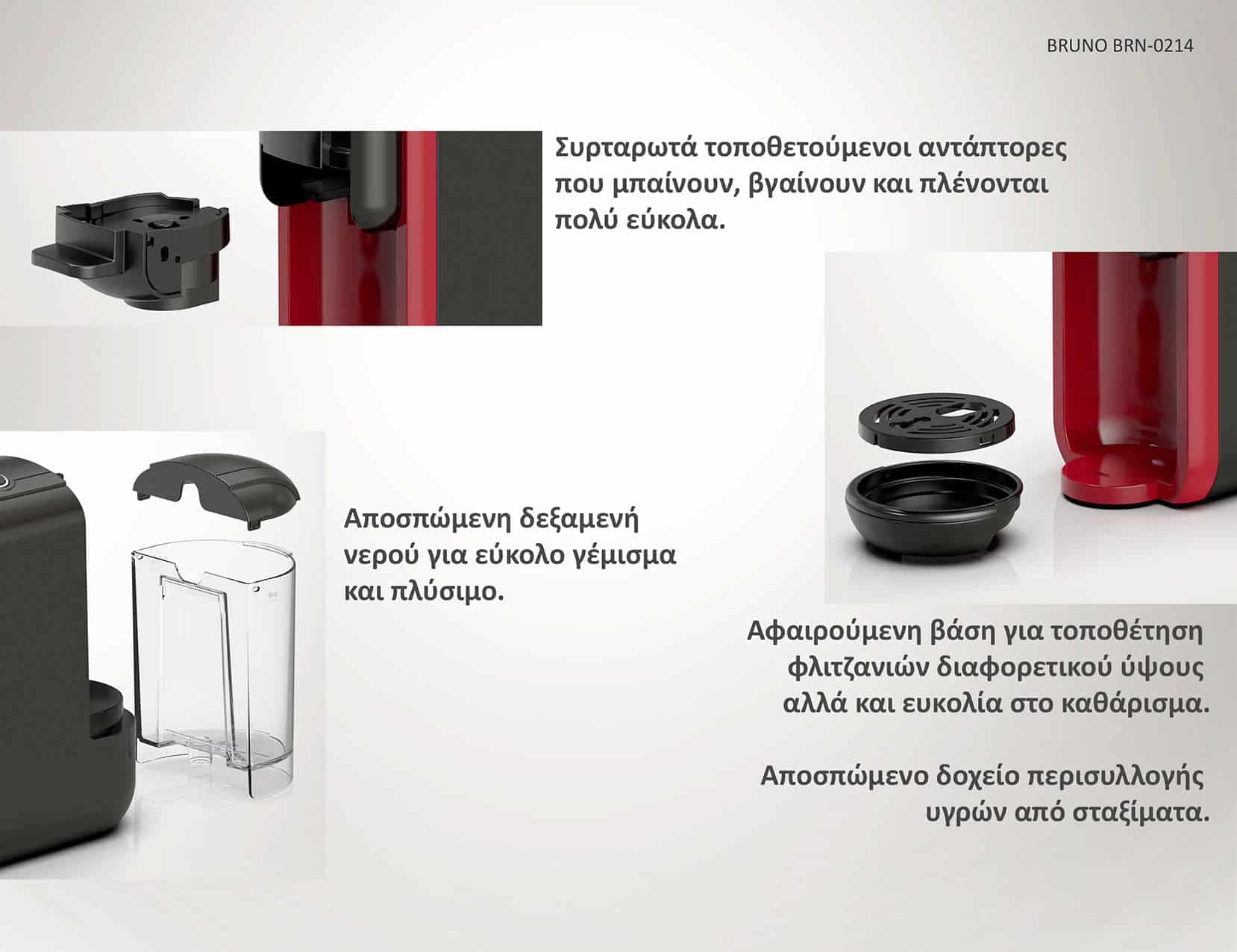BRUNO καφετιέρα espresso 3 σε 1 BRN-0214, Hot & Cold, 1450W, 19 bar, μαύρη 8