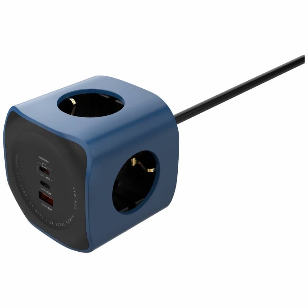 Πρίζα Cellline 6 σε 1 2500W USB/2xUSB-C 65W μπλε 2