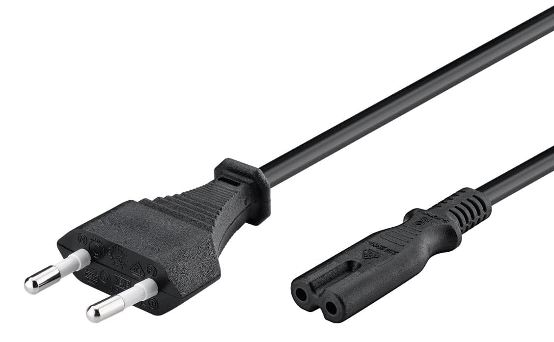 POWERTECH Καλώδιο τροφοδοσίας Euro VDE 2x0.5mm², PVC, copper, 1.5m