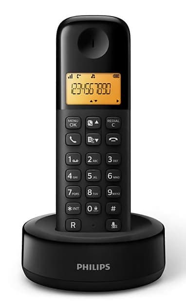PHILIPS ασύρματο τηλέφωνο D1601B/34, με ελληνικό μενού, μαύρο 3