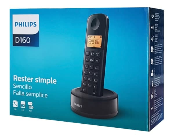 PHILIPS ασύρματο τηλέφωνο D1601B/34, με ελληνικό μενού, μαύρο 6