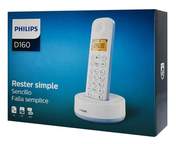 PHILIPS ασύρματο τηλέφωνο D1601S-34, με ελληνικό μενού, λευκό-μπλε 3
