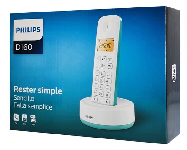 PHILIPS ασύρματο τηλέφωνο D1601T-34, με ελληνικό μενού, λευκό-πράσινο 3