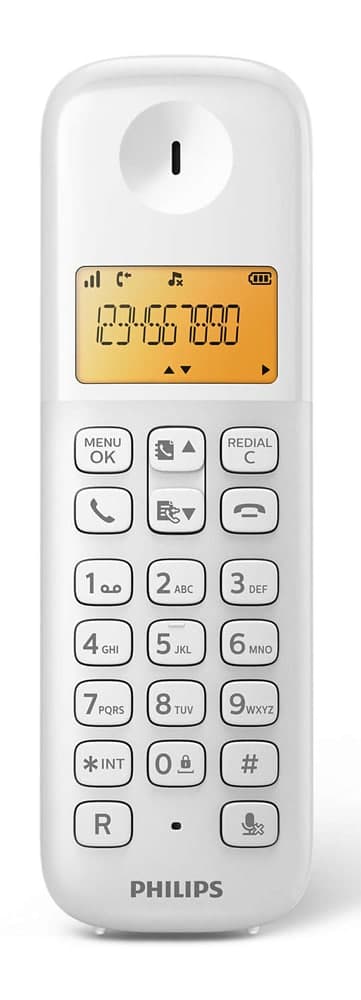 PHILIPS ασύρματο τηλέφωνο D1601W-34, με ελληνικό μενού, λευκό 2