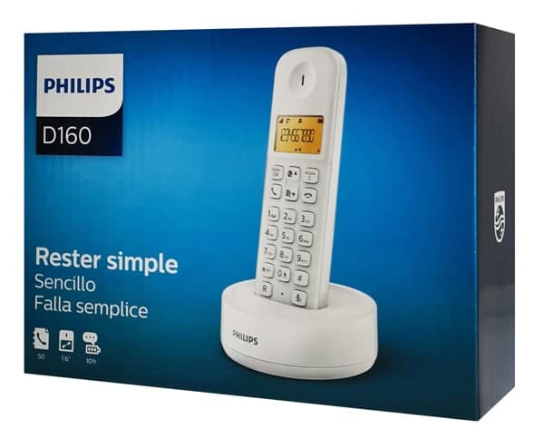 PHILIPS ασύρματο τηλέφωνο D1601W-34, με ελληνικό μενού, λευκό 4