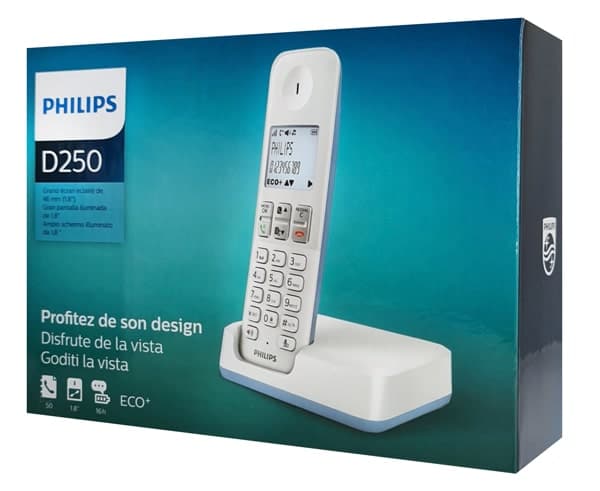 PHILIPS ασύρματο τηλέφωνο D2501S-34, με ελληνικό μενού, λευκό-μπλε 3