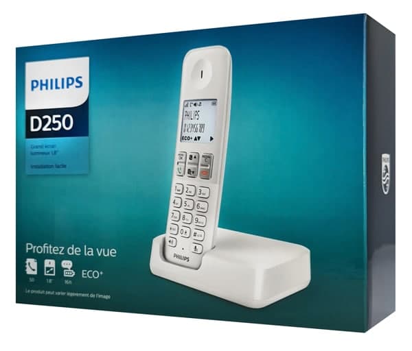 PHILIPS ασύρματο τηλέφωνο D2501W-34, με ελληνικό μενού, λευκό 3