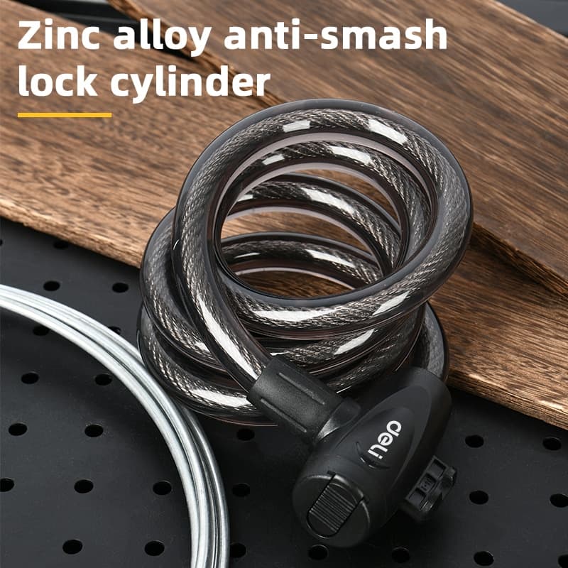 DELI κλειδαριά ποδηλάτου με κλειδί DL508062, Φ12mm, 1m, μαύρη 2