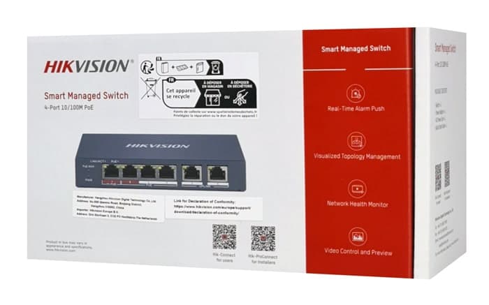 Διαχειριζόμενος διακόπτης HIKVISION DS-3E1106HP-EI, 4 θύρες PoE και 2 θύρες RJ45, 100Mbps 4