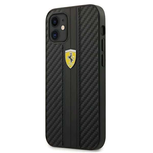 Ferrari FESNECHCP12SBK iPhone12 mini 5,4" μαύρη σκληρή θήκη On Track PU Carbon