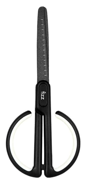 FIZZ ψαλίδι FZ212003-W με χάρακα, μεταλλική λεπίδα, 17cm, μαύρο-λευκό