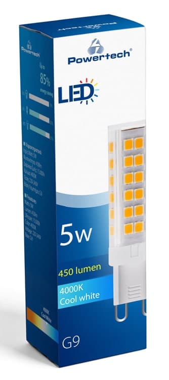 POWERTECH LED λάμπα G9-0001 5W, 4000K, G9, 450lm, RC 3